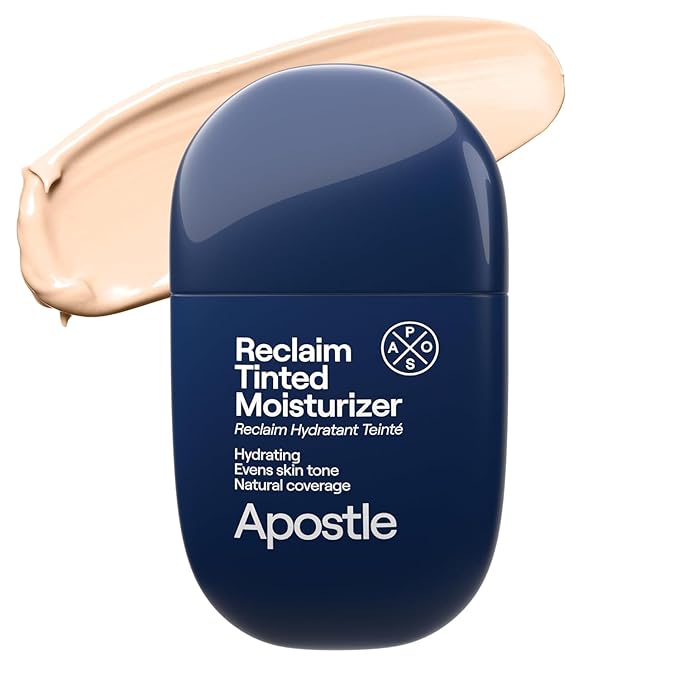 APOSTLE Reclaim Tinted Moisturizer for Men (12 Negril) - Niacinamide, Vitamin E, Squalane, Hyaluronic Acid, Tinted Face Moisturizer For Men. Hydrates, Evens Skin Tone, Reduces Fine Lines, 1 Fl. Oz.-Velvo Beauty