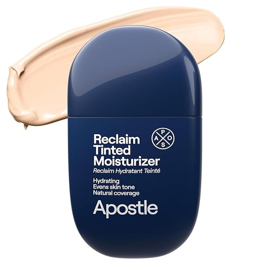 APOSTLE Reclaim Tinted Moisturizer for Men (12 Negril) - Niacinamide, Vitamin E, Squalane, Hyaluronic Acid, Tinted Face Moisturizer For Men. Hydrates, Evens Skin Tone, Reduces Fine Lines, 1 Fl. Oz.-Velvo Beauty