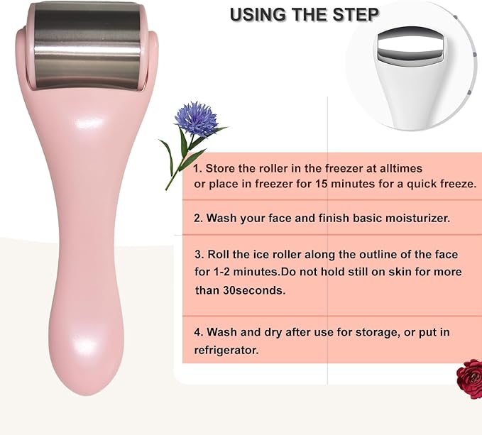 Ice Roller for Face, Ice Rollers 2 Pcs, Face Roller for Face Massager, Ice Face Roller for Wrinkles,Puffiness, Migraine Relief, Mini Eye Roller for Eyes Dark Circles (Pink)-Velvo Beauty