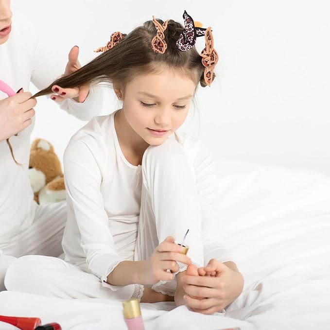 Bememo 40 Pieces Soft Curlers Hair Rollers Pillow Rollers for Hair Satin Sponge Curlers to Sleep in Overnight Heatless No Heat for Long Short Foam Rag Large Styling Tools(Leopard)-Velvo Beauty