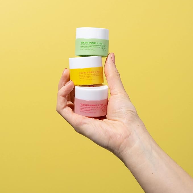 W7 Sweet Dreams Overnight Lip Mask Trio - Strawberry, Apple & Grapefruit Flavor 3 Pack - Vitamin E, Aloe Vera and Grape Seed Oil - For Hydrated, Full Looking & Irresistible Lips-Velvo Beauty