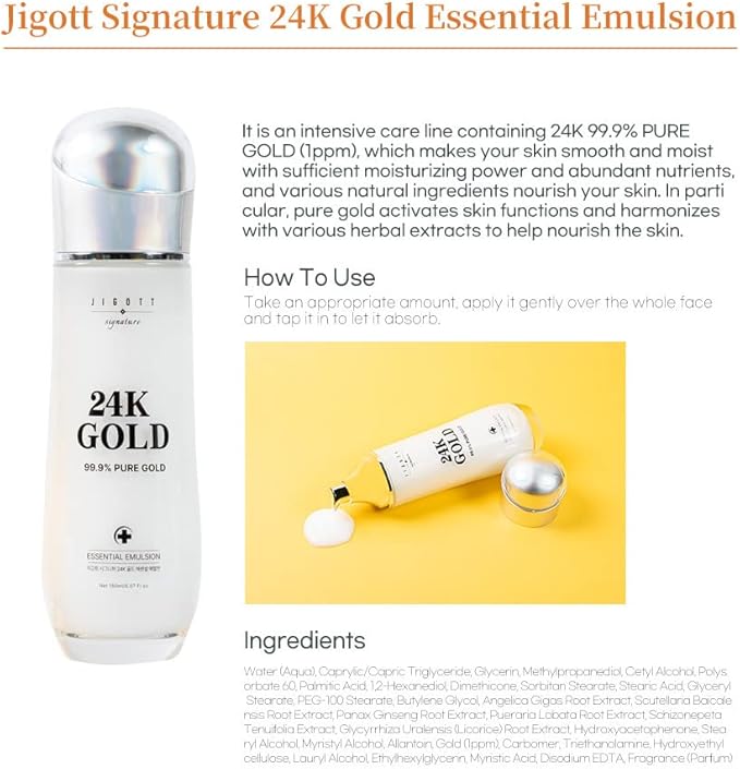 Signature 24K Gold Essential Skin Care 3 Set - Toner (150ml), Emulsion (150ml), Cream (50ml) - Korean Skincare for Healthy and Glowing Skin-Velvo Beauty