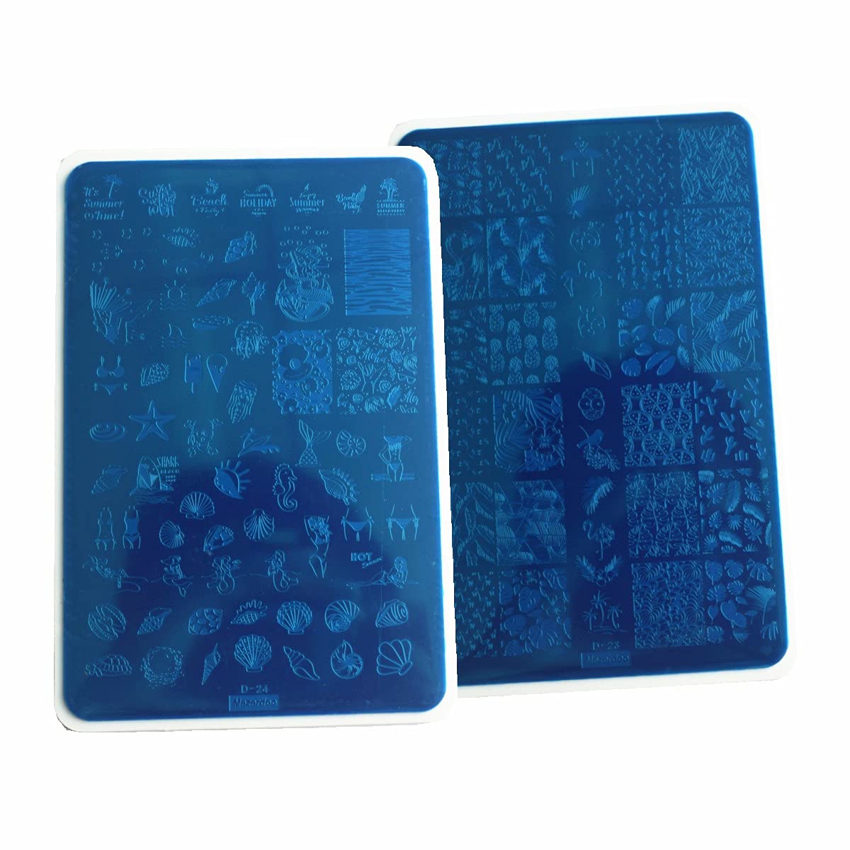 Summer Nail Art Stamping Plates Kit- 2pcs Mermaid Swan Nail Art Plate Templates Flamingo Flowers and Cute Ocean Animals Stamp Templates Set Nails DIY Design Gift for Women-Velvo Beauty