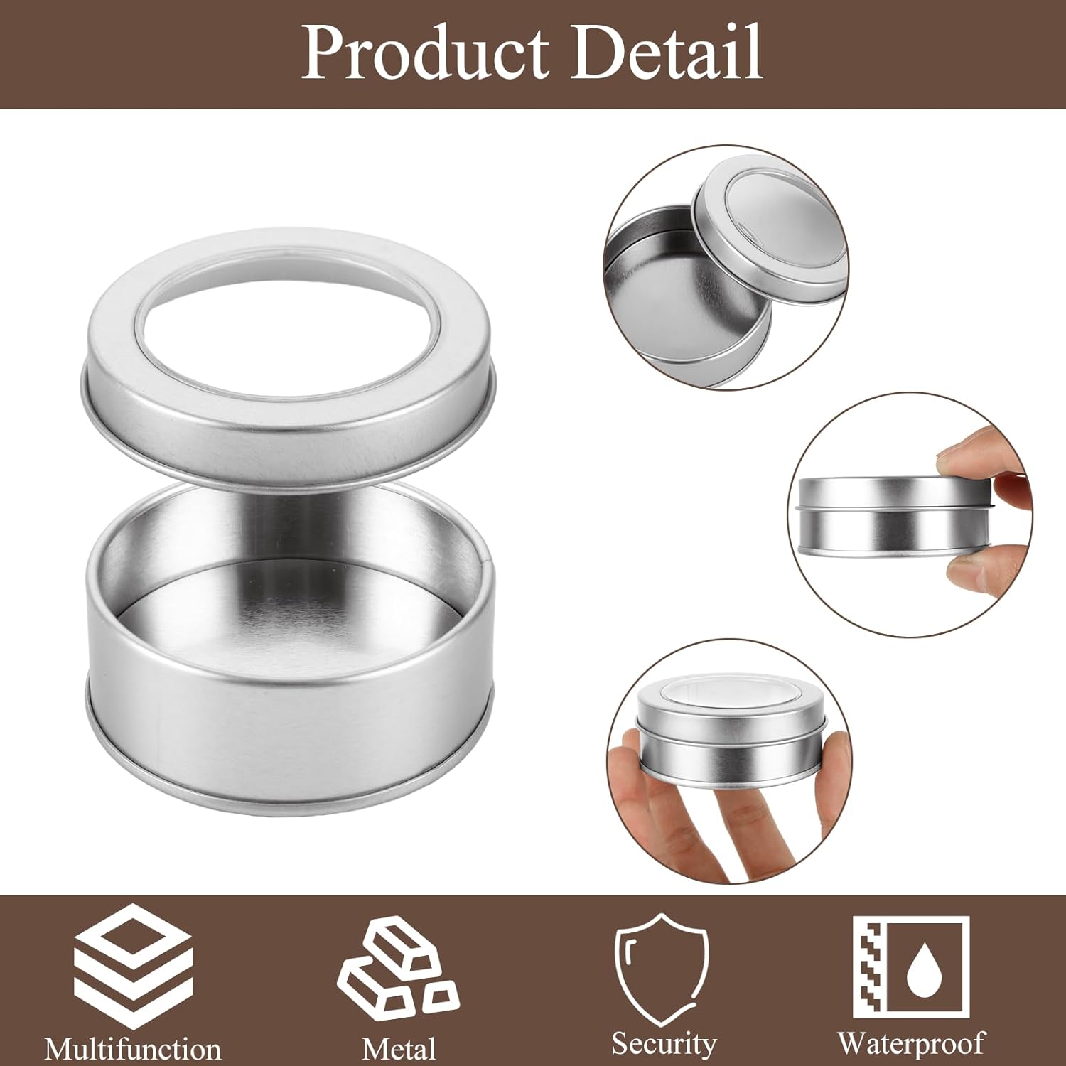 50Pcs 2 Oz Metal Tin Cans, Round Empty Containers with Clear Top, Salve Tins Containers With Lids for Candles Salve Cosmetic Candies Food Storage-Velvo Beauty