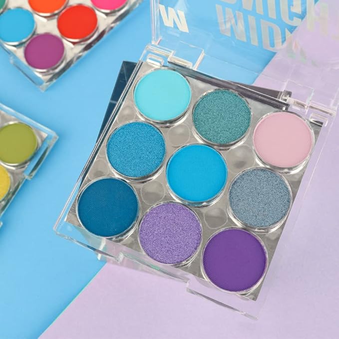 9 Colors Shimmer Matte Blue Eyeshadow Palette.Highly Pigmented Light Blue Eyeshadow Dark Blue Eye shadow Paleta.Blendability Shiny Matte Blue Makeup Powder Palet.paleta de sombras de ojos azul-Velvo Beauty