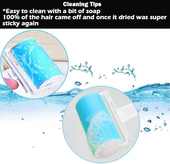 Sticky Lint Roller 3 Pack, Reusable Washable Lint Roller Pet Hair Remover Include Large and Small Size Cleaner for Clothes, Pet Hairs, Carseats-Velvo Beauty