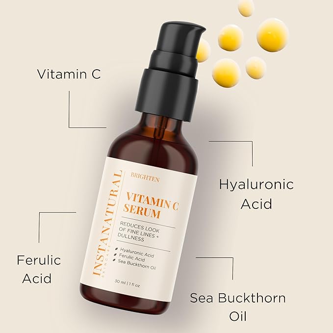InstaNatural Vitamin C Cleanser and Serum Kit, Brightens and Reduces Signs of Aging, Fine Lines and Wrinkles, with Botanical Extracts-Velvo Beauty