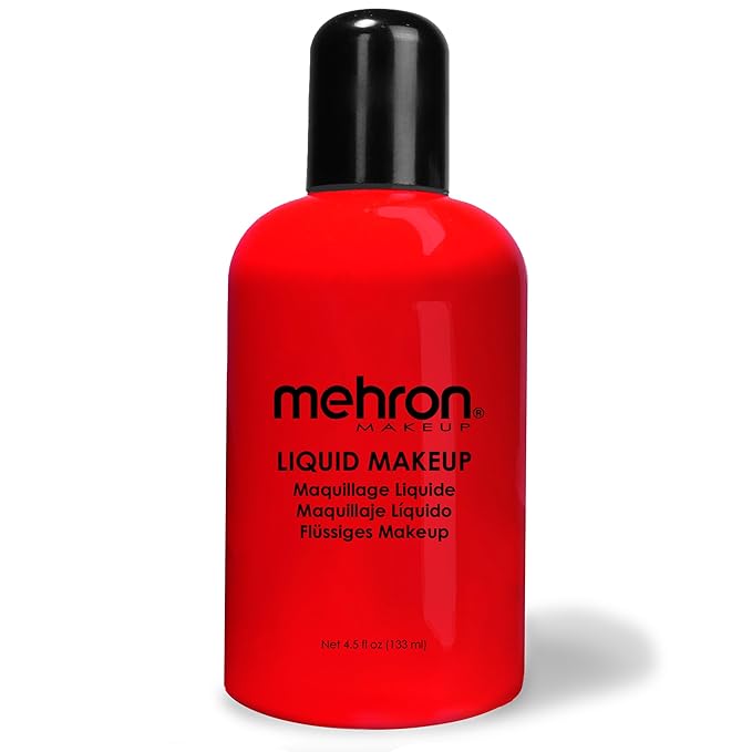 Mehron Makeup Liquid Makeup | Face Paint and Body Paint Perfect for Halloween, Cosplay I Air Brush Compatible 4.5 oz (133 ml) (Red)-Velvo Beauty