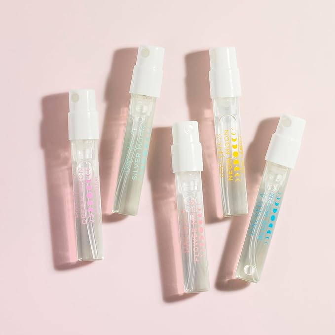 Pacifica Beauty Mood Moons Spray Perfume Set, Fragrances, Travel Perfume, Dream Moon, Flower Moon, Neon Moon, Blue Moon, Silver, Moon, Clean Perfume, Mini Perfume, Vegan, 0.05 fl oz Each (Set of 5)-Velvo Beauty