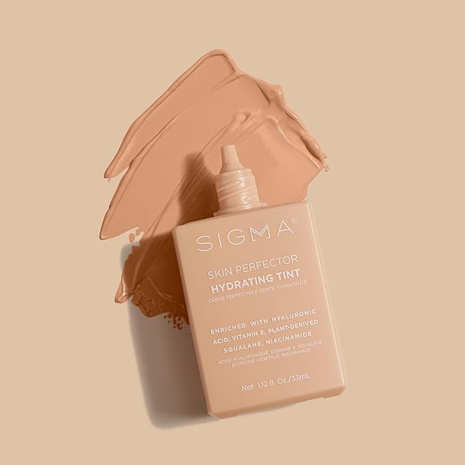 Sigma Beauty Skin Perfector – Hydrating Skin Tint Foundation for Lightweight, Buildable Coverage, With Hyaluronic Acid, Niacinamide Serum, and More (3 Medium Golden Tint, 1.12oz)-Velvo Beauty