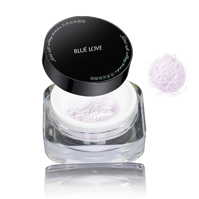 BLUE LOVE Setting Powder Makeup for Oily Skin, Oil Control Smooth Face Makeup Powder Foundation, Waterproof Setting Powder Compact, Oil Control Face Pressed Loose Powder(Purple)-Velvo Beauty