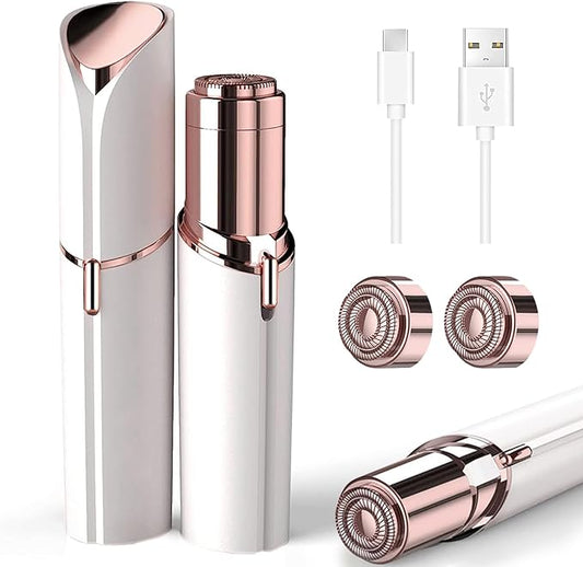 Hair Remover for Face Woman, Electric Face Shaver for Women Chin, Lip, Peach Fuzz with 2 Pc Replacement Heads, USB Rechargable-Velvo Beauty