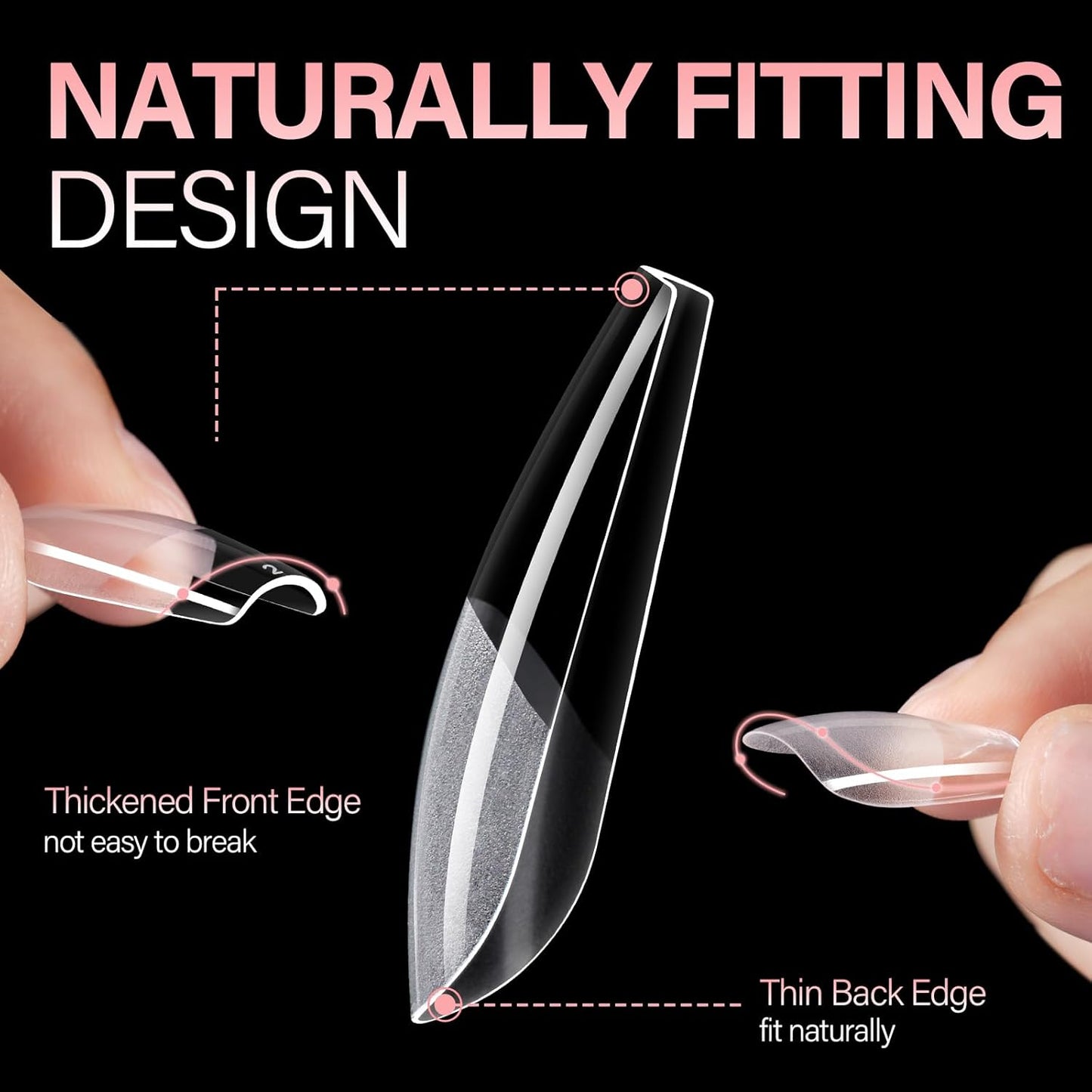 AILLSA Long Coffin Nail Tips Half Matte Full Cover Nails Tip Clear Acrylic Pre-Shaped Tips Flase Press on Nail Tips for Extentions Nails Manicure Salon DIY 216PCS 12 Sizes-Velvo Beauty