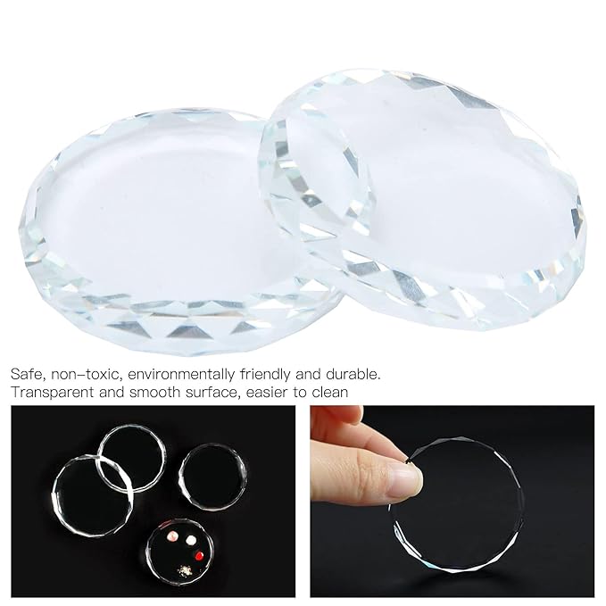 Nail Palette Board, Nail Art Palette,2PCS/set Nail Art Palettes Color Mixing Toning Glass False Eyelash Glue Hold Makeup Pallet for Acrylic Manicure-Velvo Beauty