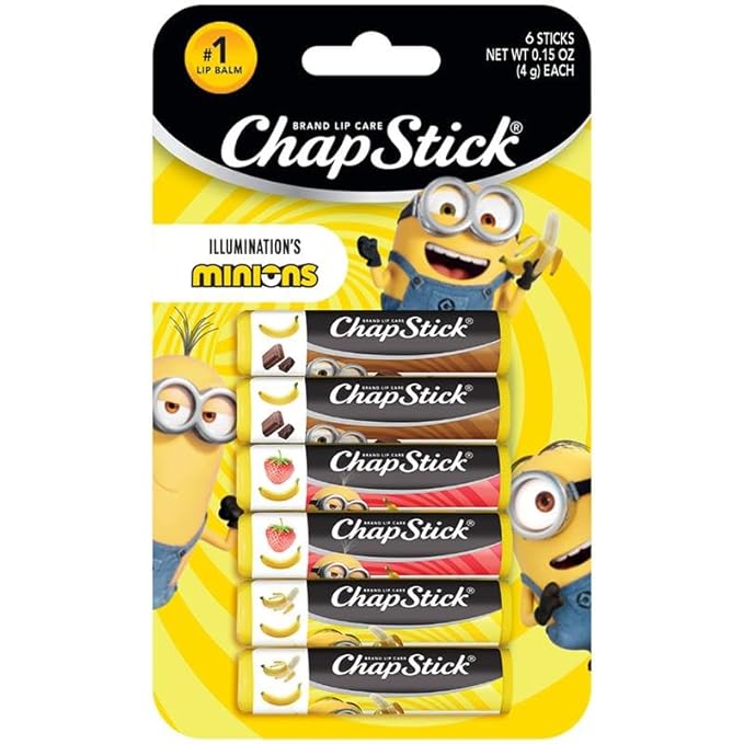 ChapStick Lip Balm, Minions Banana Variety Packs (6 Sticks), Party Favors for Kids, 0.15 Oz Ea-Velvo Beauty