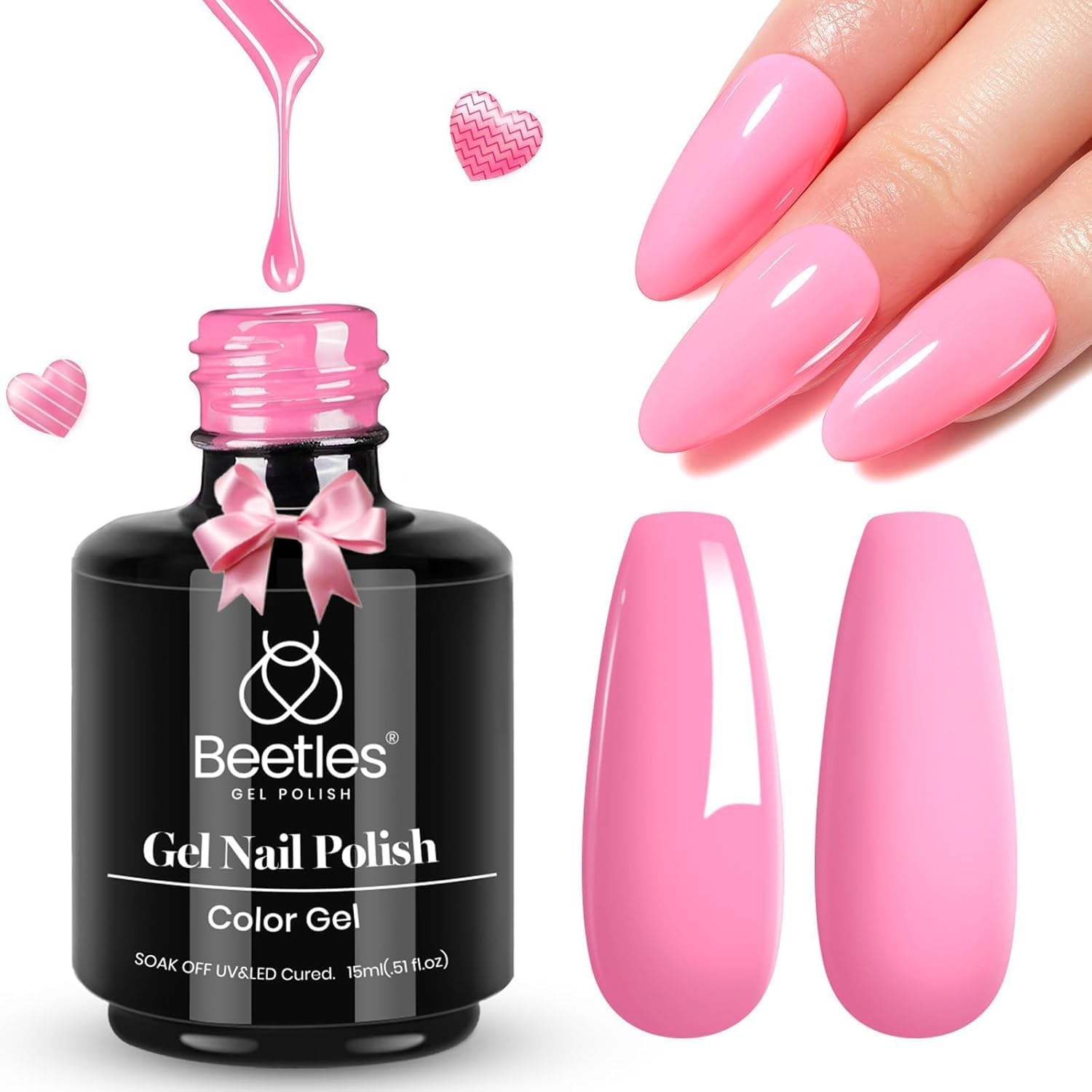 Beetles Pink Gel Nail Polish - Flamingo Feather Light Pink Gel Polish, Soak Off UV LED Nail Lamp Nail Art Manicure Salon DIY Home Gift for Women 15ml-Velvo Beauty