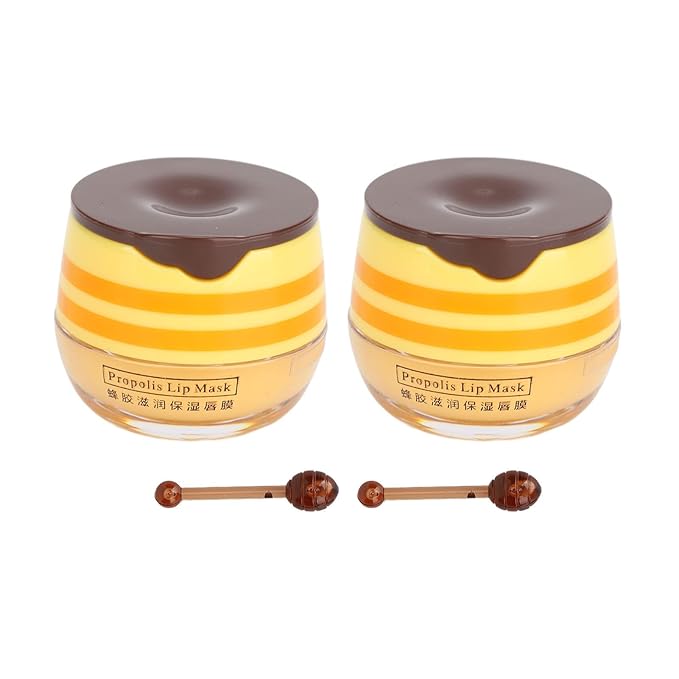 Lip Sleeping , 2PCS Lip Balm Honey Pot, Propolis Moisturizing Honey Lip Lip Balm, Hydrating & Prevention Dry and Cracked Lip Scrubs Exfoliator-Velvo Beauty