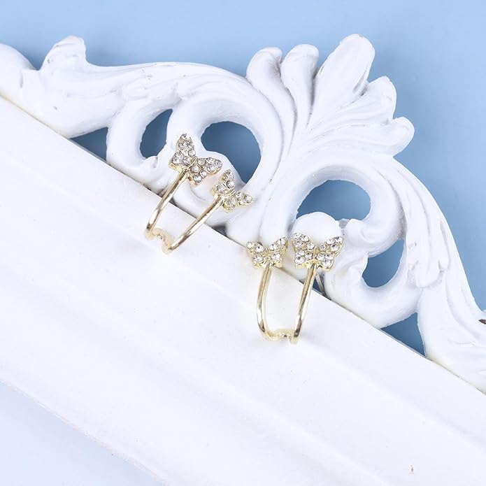 Vintage Crystal Butterfly Claw Earrings Rhinestone Claw Stud Earrings Sparkly Cz Butterfly Earrings Gold Butterfly Illusion Earrings Jewelry for Women-Velvo Beauty