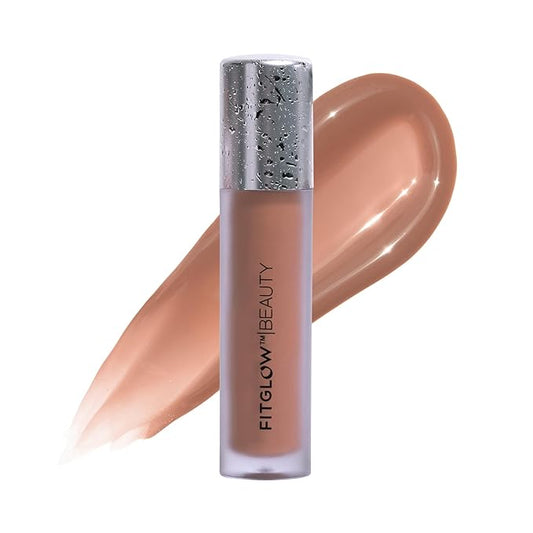 FITGLOW Beauty Lip Colour Serum | Hydrating Lip Gloss | Plumping Anti-Aging Lip Treatment | Natural Shine with Pomegranate Sterols & Collagen | Buildable Color for Dry Chapped Lips | Halo - 10g-Velvo Beauty