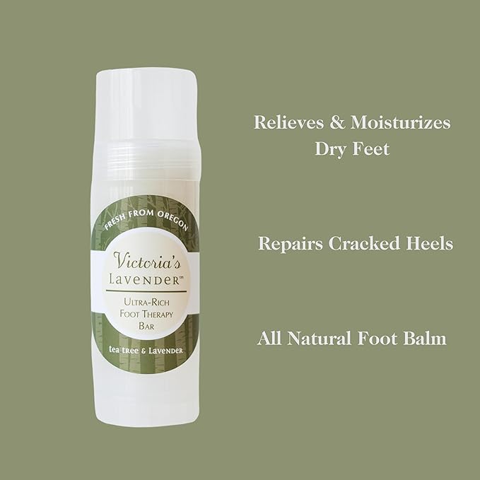 Victoria's Lavender Ultra Rich Foot Balm for Dry Cracked Feet - Heel Repair, Foot Softener Moisturizer with Lavender & Tea Tree Oil, Dry Feet Treatment & Care for Men & Women - Made in the USA - 2.5oz-Velvo Beauty
