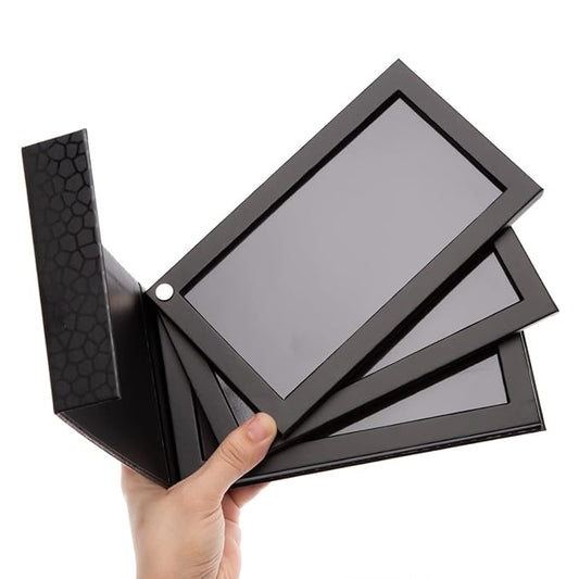 3-Layer Rotation Magnetic Palette 3 in1 Empty Makeup Palette Storage Box for Eyeshadow Lipstick Blush Powder (Black)-Velvo Beauty