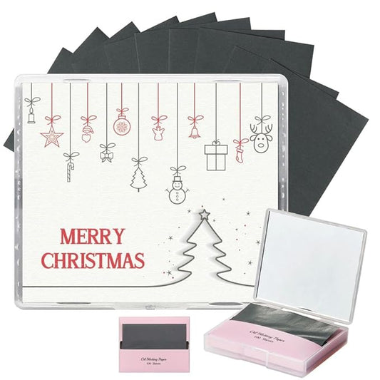 [200 Counts + Mirror Case] Christmas Edition Natural Bamboo Charcoal Oil Blotting Sheets for Face with Mirror Case-Velvo Beauty