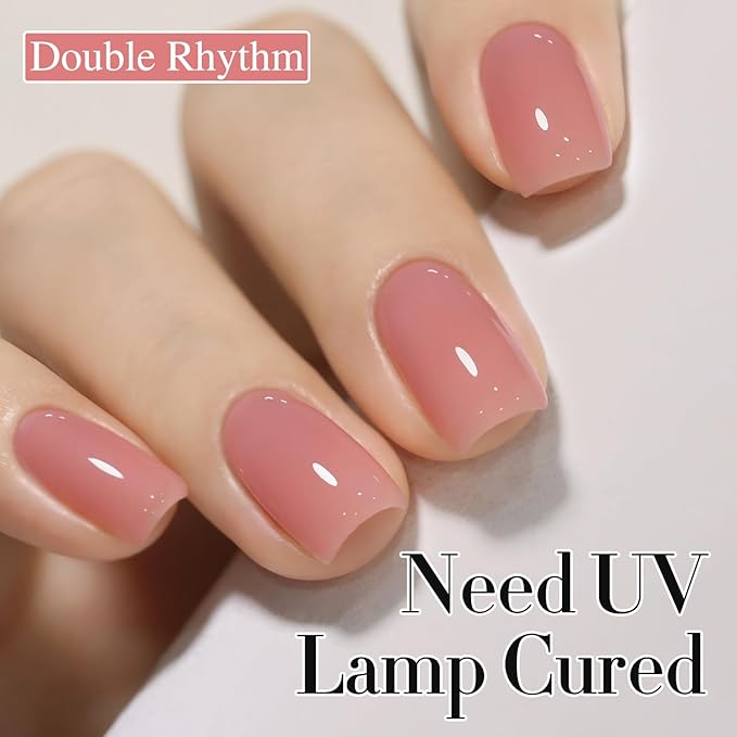 Double Rhythm Gel Polish Translucent Sheer Neutral Natural Light Milky Same Color Same Bottle 15ML Jelly Polish Art DIY at Home (Sheer Pink Nude-A1385)-Velvo Beauty