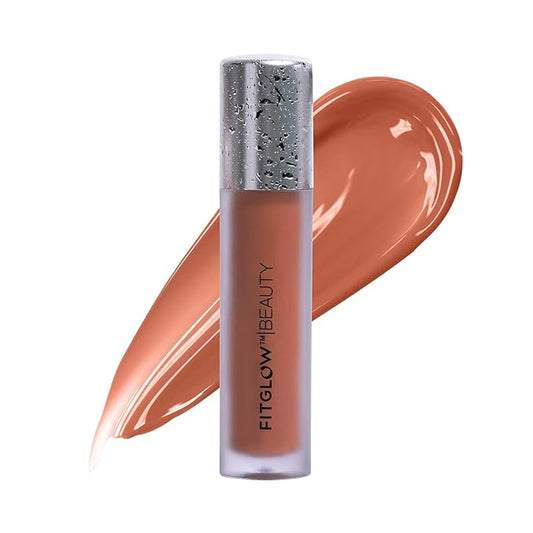 FITGLOW Beauty Lip Colour Serum | Hydrating Lip Gloss | Plumping Anti-Aging Lip Treatment | Natural Shine with Pomegranate Sterols & Collagen | Buildable Color for Dry Chapped Lips | Carotene - 10g-Velvo Beauty