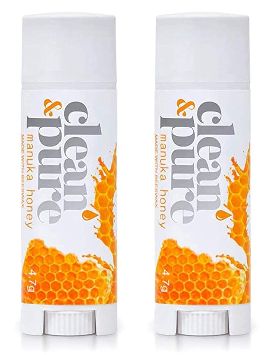 Lip Balm 2-Pack (Manuka Honey) | Manuka Honey Beauty Products | Lip Care Set With 100% All Natural Beeswax and Vitamin E Oil | Flavored Lip Balm for Dry-Velvo Beauty