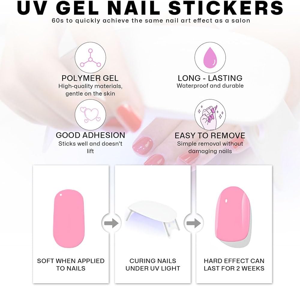 Semi Cured Gel Nail Strips with Gradient Leopard Gel nail stickers Colorful Glitter Nail strips Salon Quality & Easy to Use 20 Pcs for Women-Velvo Beauty
