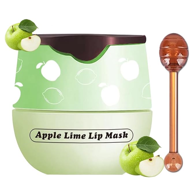 Bee Lip Balm Honey Pot, Apple Lime Sleeping Lip Mask Overnight Hydrating Dry and Crack Lip Exfoliator Scrubs Propolis Lip Balm (Apple Lime)-Velvo Beauty