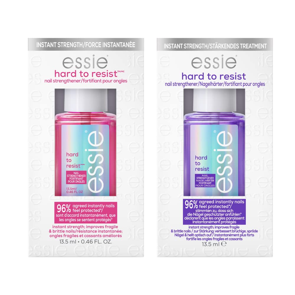Essie Nail Strengthening Set, Hard To Resist Nail Strengthener, Glow & Shine, Neutralize & Brighten, 0.46 Fl Oz Each-Velvo Beauty