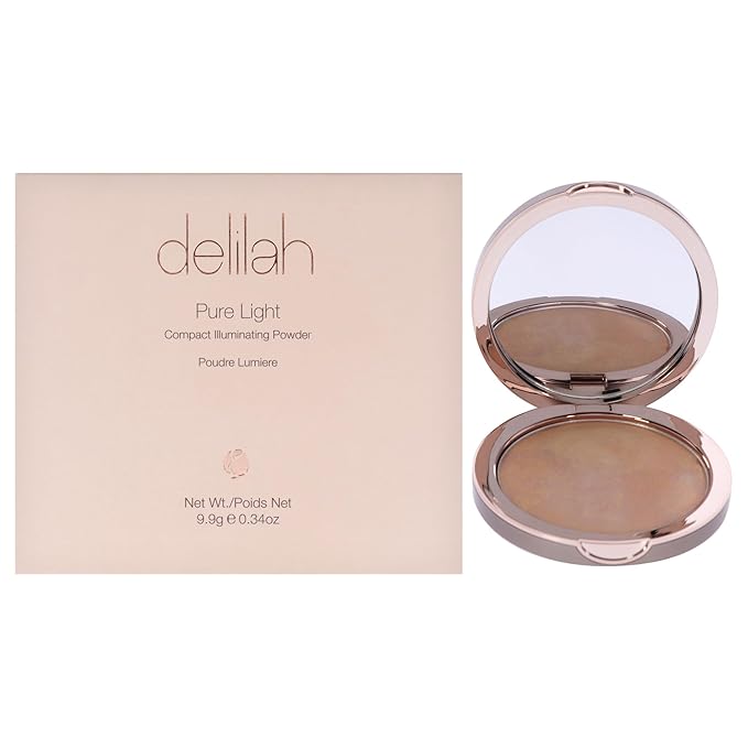 delilah - Pure Light Compact Illuminating Powder - Aura - Lightweight, Long Lasting, Loose Setting Powder Face Makeup For Brightening And Radiant Finish - Light Coverage - Vegan - Cruelty No-0.34 oz-Velvo Beauty