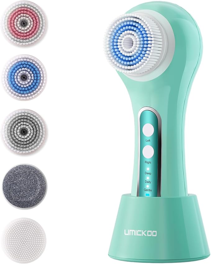 Face Scrubber Exfoliator,Facial Cleansing Brush Rechargeable IPX7 Waterproof with 5 Brush Heads,Electric Face Spin Brush for Exfoliating, Massaging and Deep Cleansing-Velvo Beauty