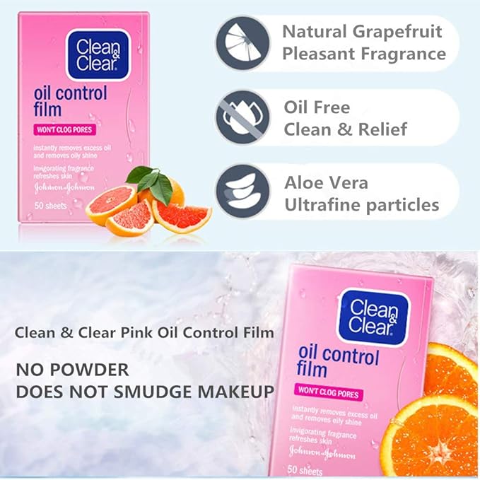 Oil Control Film Replacment for Clean & Clear Oil-absorbing Sheets,3 Pack (Grapefruit Fragrance) Oil Blotting Sheets For Face,Makeup Friendly High-performance Handy Face Blotting Paper for Oily Skin-Velvo Beauty