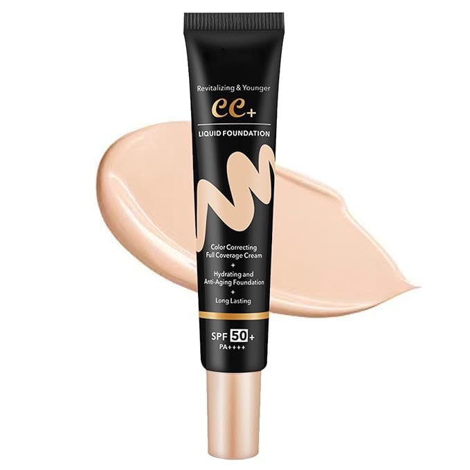 CC Cream Tinted Moisturizer with SPF 50, Color Correcting CC Cream, CC Cream Foundation Full Coverage Correcting Skin Tone, Cover Blemish, Hydrating & Long-Lasting Matte CC Cream (Natural)-Velvo Beauty