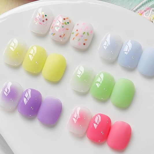 Born Pretty Jelly Pastel Gel Nail Polish 6 Colors Spring Summer Yellow Green Blue Purple Pink Candy Sweet Colors Apex Building Effect Gel Polish Kit Nail Art Gel Manicure Kit DIY at Home Salon Gifts-Velvo Beauty