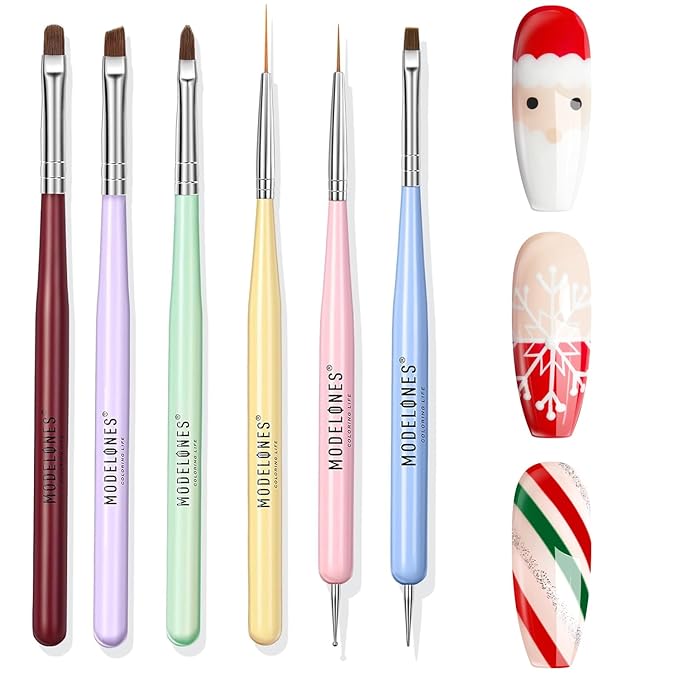 Modelones Nail Art Brushes Set, Nail Brush kit Gel Polish, Extension Gel, Liner, Carving, Apex Building, Dotting Pens Professional Tools for Drawing Painting 3D Design Salon & DIY Use-Velvo Beauty