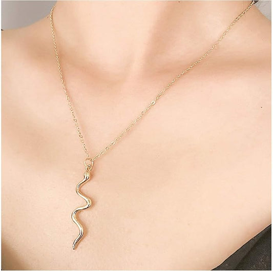 Snake Pendant Necklace Punk Serpent Drop Necklace Vintage Animal Necklaces Chain Jewelry for Women and Girls-Velvo Beauty