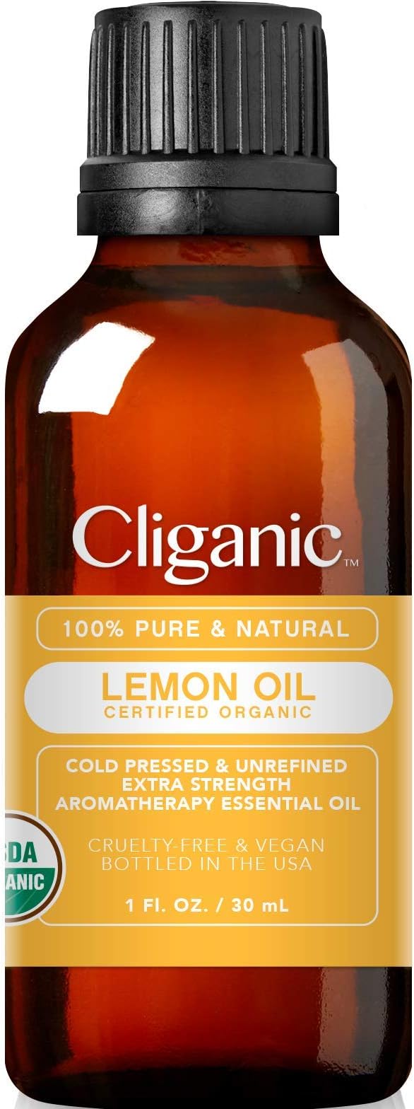 Cliganic USDA Organic Lemon Essential Oil (1oz) - 100% Pure & Natural | Undiluted, for Aromatherapy, Household Cleaning | Non-GMO Verified-Velvo Beauty