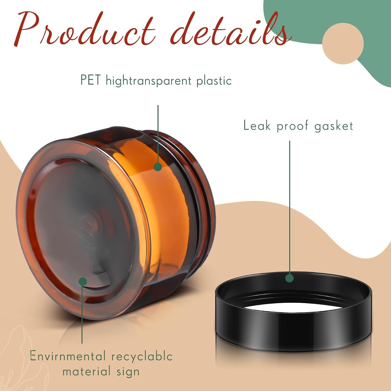 SATINIOR 100 Pcs Plastic Jars with Lids Small Containers Lids Wide Mouth Small Plastic Containers for Lotion Cream Rhinestones Body Butters Travel Storage(1 oz,Amber)-Velvo Beauty