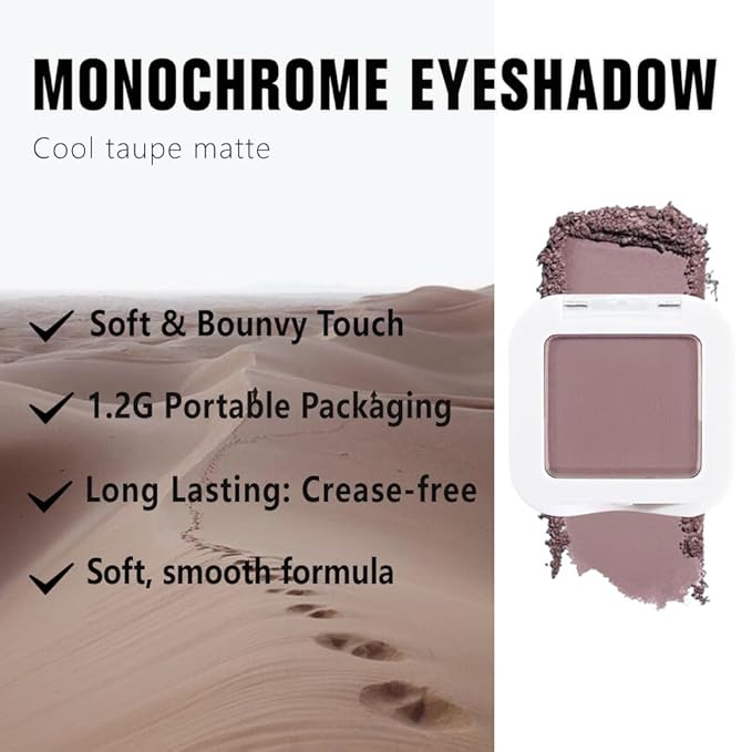 evpct Mauve Taupe Matte Single Eye Shadow Palette Makeup for Older Women, Plum Lavender Purple Natural Cream Eyeshadow Palette for Green Eyes, High Pigment Mini Monochrome Eyeshadow Sombra Para Ojos-Velvo Beauty