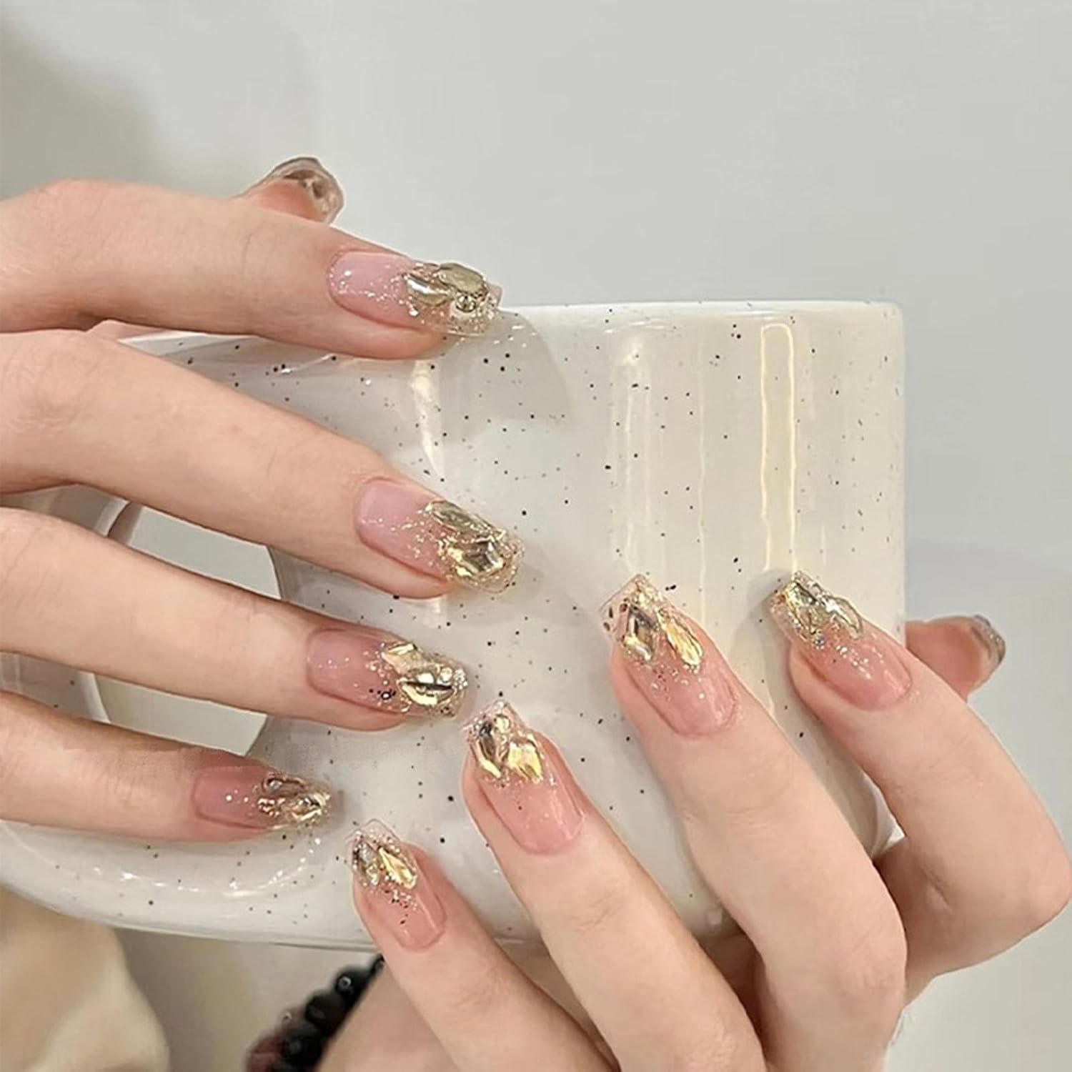 Nail Rhinestones Kit, 18 Types of 900 Special-Shaped Nail Diamonds + 3200 Flat-Bottomed Rhinestones, Champagne Crystals DIY Crafts Gold Gemstones for Nail Art Design-Velvo Beauty