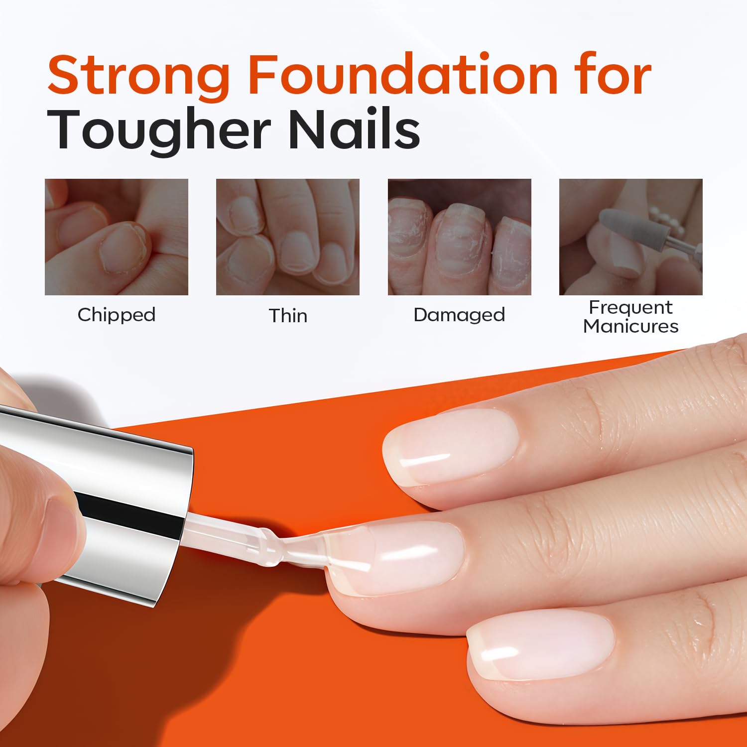 modelones Rubber Builder Gel Base and No Wipe Top Coat Set, 2Pcs Rubber Base and Clear Top Coat Gel Nail Polish for Strengthener Apex Building Long Last Soak Off Uv Fall Manicure Tables Thin Weak Nail-Velvo Beauty