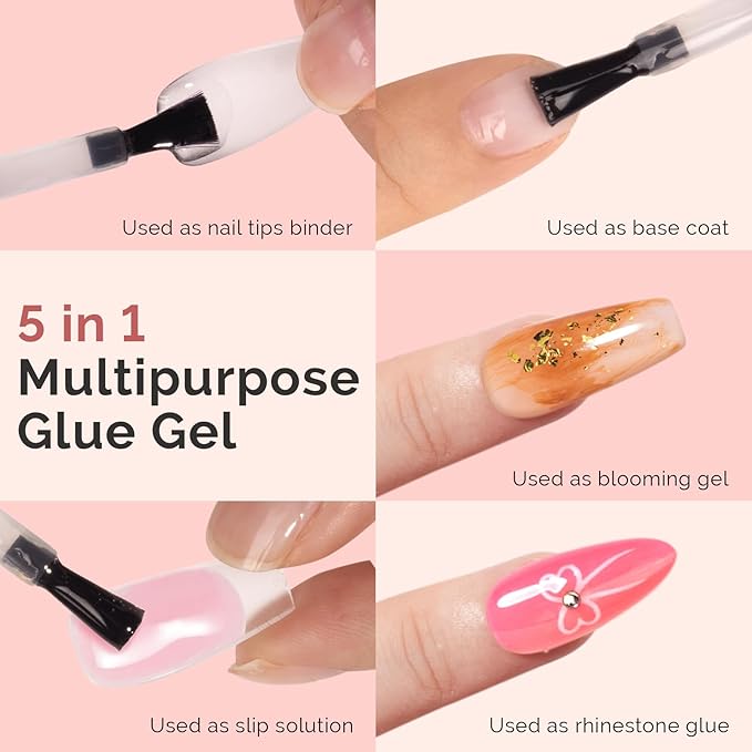 MelodySusie No Wipe Glossy Top Coat Base Coat Nail Glue Set Long Lasting Shine Finish Soak Off UV LED Nail Lamp Nail Art Design Manicure Kit Perfect Gifts for Women Girls 3 Pcs 15ml Clear-Velvo Beauty