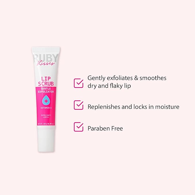Ruby Kisses Exfoliating Lip Scrub, Gentle Smoothing for Soft Lips, Jojoba & Shea Butter Enriched, Non-Greasy, Hydrating Lip Care, Lightweight for Healthy & Supple Lips-Velvo Beauty