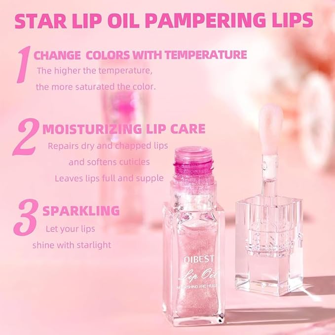 Hydrating Lip Glow Oil-Lip care oil- Lip Oil Tinted for Lip Care and Dry Lips-Prevents Dry Cracked-Non-sticky Big Brush Head-Lip Plumping -Lip Oil gloss tinted-Fresh Texture Lip Oil-Velvo Beauty