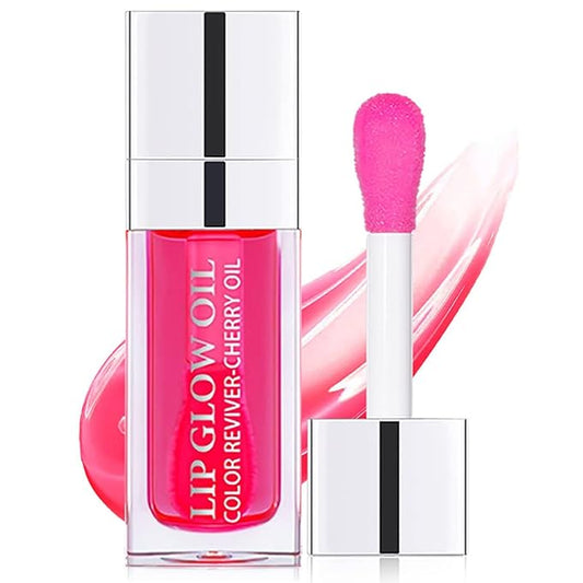 Lip Oil Hydrating Tinted Lip Balm, Plump Lip Gloss Lip Care Transparent Toot Lip Oil Tinted (015# Cherry Red)-Velvo Beauty