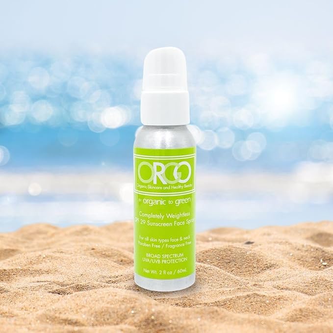 Organic To Green Completely Weightless Face Sunscreen Spray | Award-Winning Lightweight Organic Sunscreen | 29 SPF | 2 oz-Velvo Beauty
