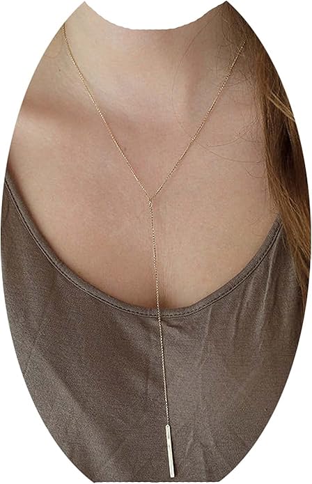 Boho Long Bar Necklace Choker Y Lariat Necklace Chain Minimalist Drop Necklace Jewelry for Women and Girls-Velvo Beauty